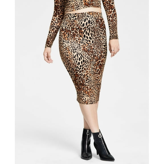 Women's Midi Pencil Skirt Chrm Cheetah Bl XS