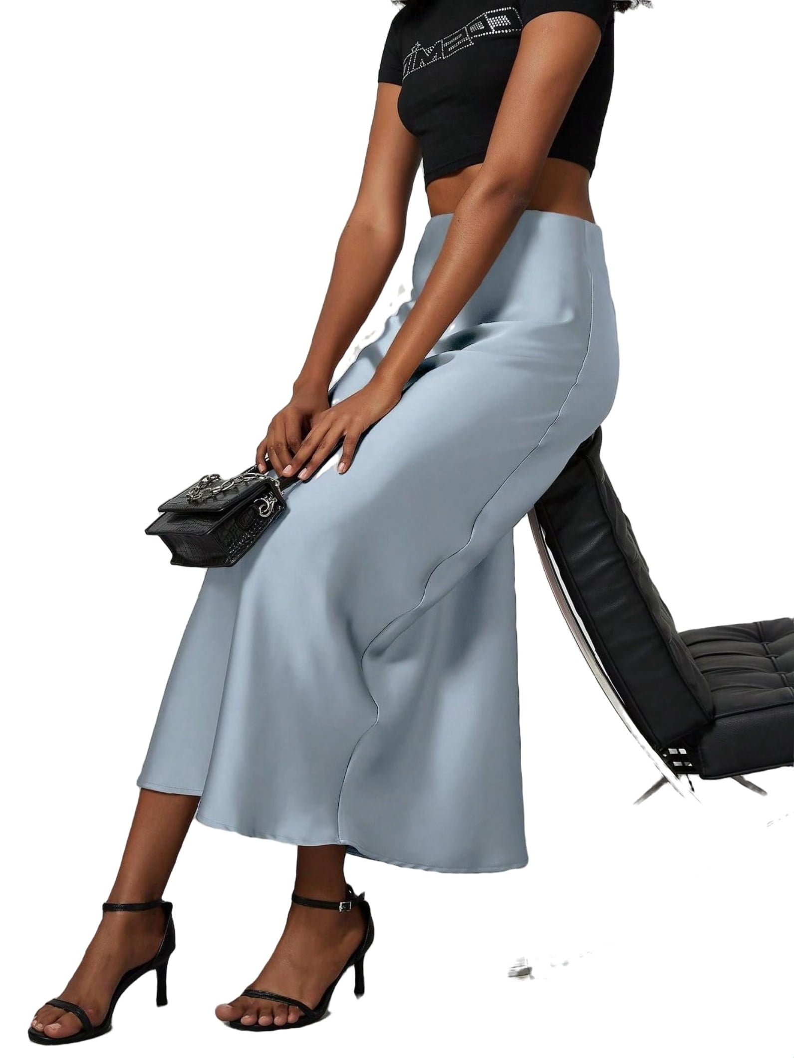 Relaxed Fit Cream Office Midi Skirt main image 1