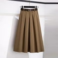 thumbnail image 1 of Women's Midi Skirts High Waist Pleated Hepburn Style Retro Skirt Plus Size Swing Long Skirts Business Casual Outfits (XL, Khaki), 1 of 4