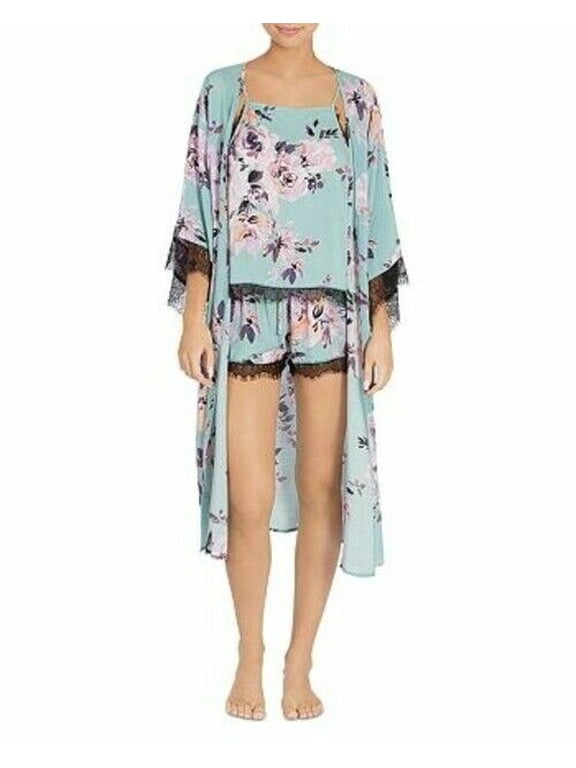 Women's Midnight Bakery Marley Duster Kimono Floral Print Aqua Size XL