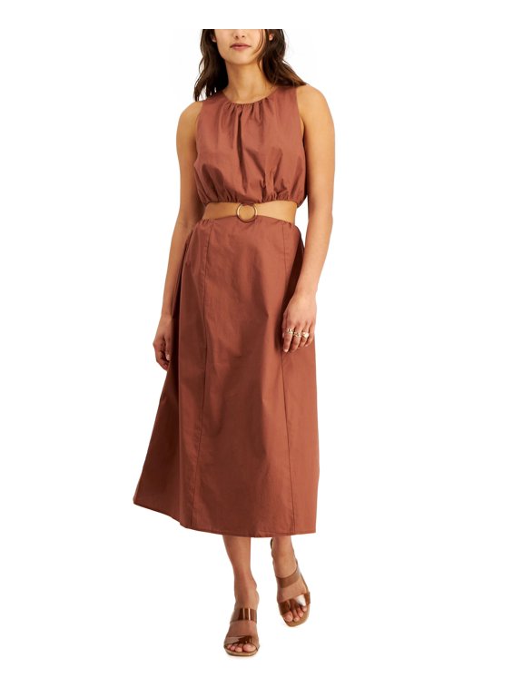 Women's Midriff-Cutout Dress Chocolate S
