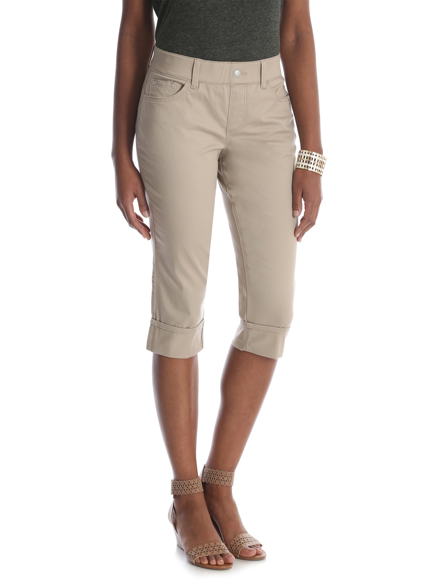 Women's Midrise PullOn Denim Cuffed Capri Pants