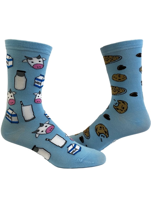 Women's Milk and Cookies Socks Funny Dessert Snack Graphic Novelty Footwear