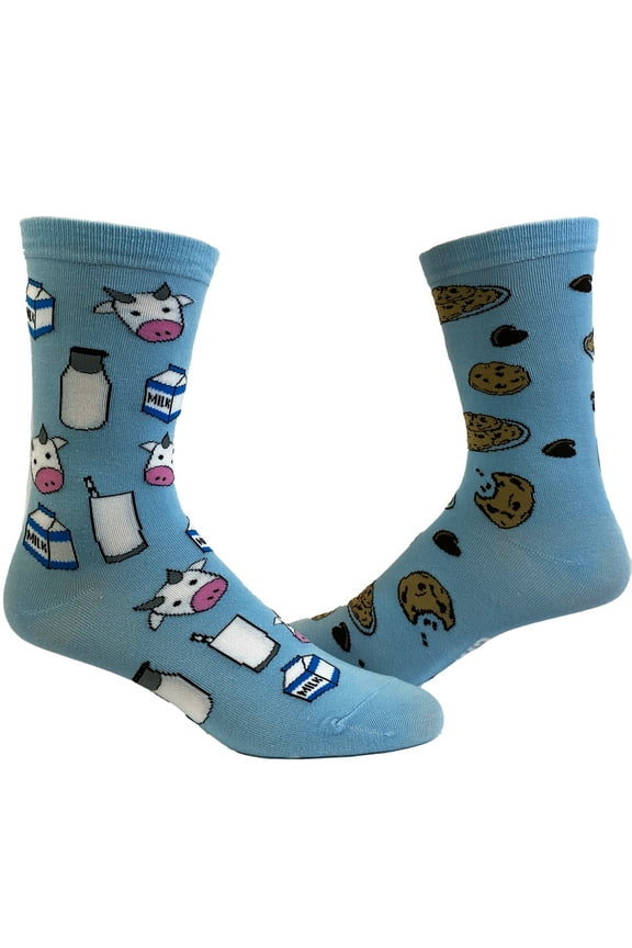 Women's Milk and Cookies Socks Funny Dessert Snack Graphic Novelty Footwear
