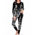 thumbnail image 1 of Women's Milk Silk Sleepwear Long Sleeve Pajama Set Black and White Wild 2 Piece Loungewear, 1 of 7