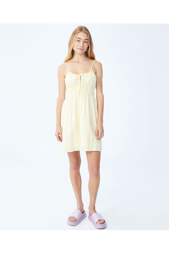 Women's Milly Gather Front Mini Dress Zesty Lemon L