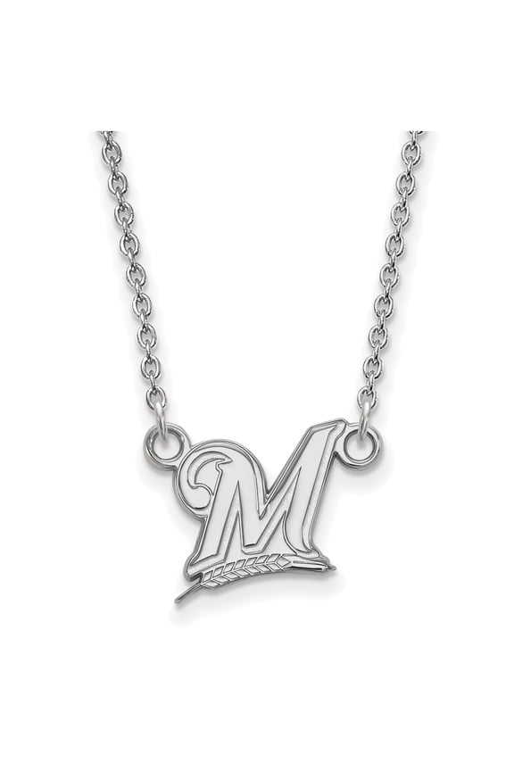 Women's Milwaukee Brewers Small Logo Sterling Silver Pendant Necklace