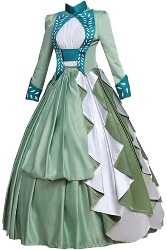 Women's Mina Harker green dress Lady's Steampunk Victorian Gothic Bustle Gown Dress
