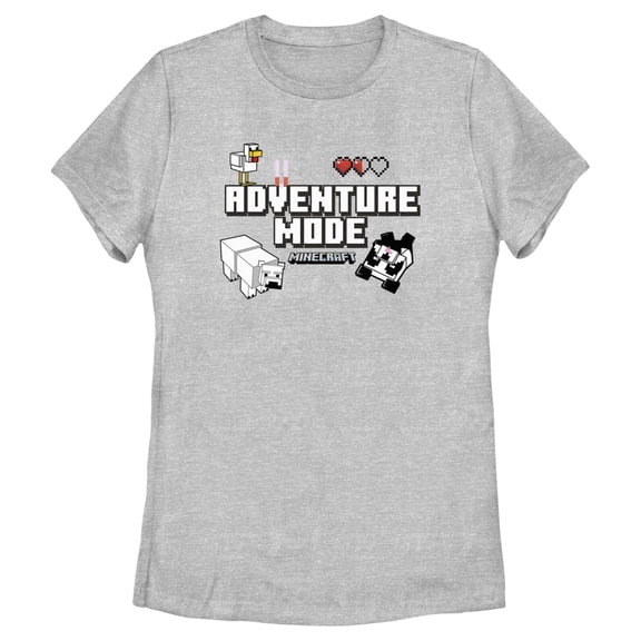 Women's Minecraft Adventure Mode Bears Graphic Tee Athletic Heather 2X Large