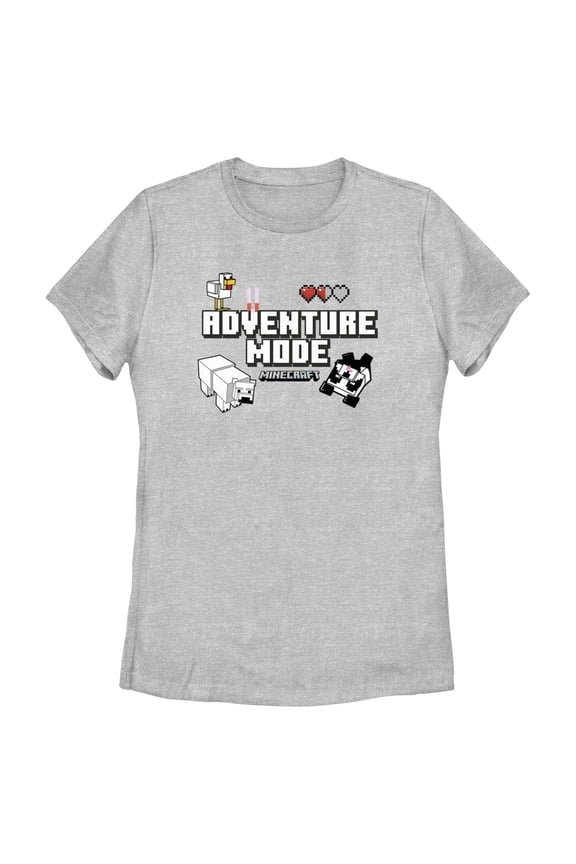 Women's Minecraft Adventure Mode Bears Graphic Tee Athletic Heather Small