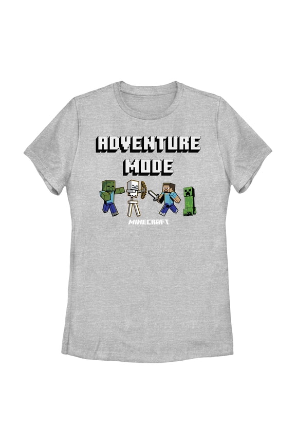 Women's Minecraft Adventure Mode Graphic Tee Athletic Heather 2X Large