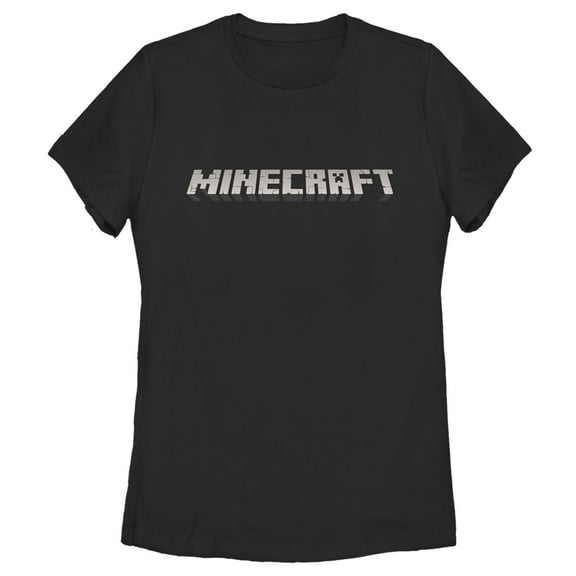 Women's Minecraft Classic Logo Black  Graphic Tee Black Small