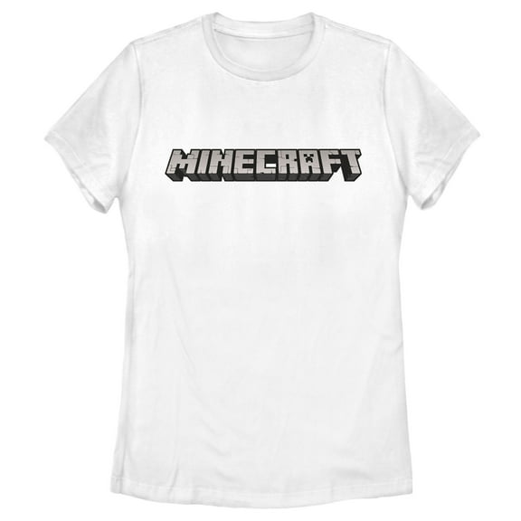 Women's Minecraft Classic Logo White  Graphic Tee White 2X Large
