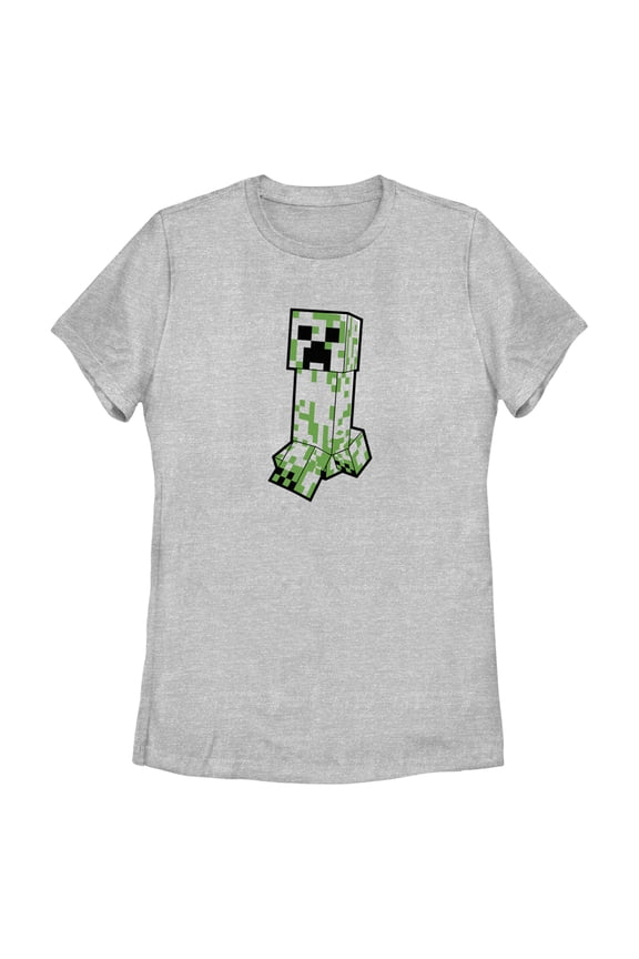 Women's Minecraft Creeper Creepin' Graphic Tee Athletic Heather X Large