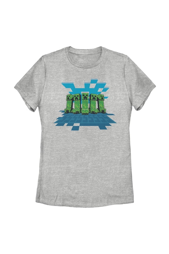 Women's Minecraft Creeper Mob Graphic Tee Athletic Heather X Large