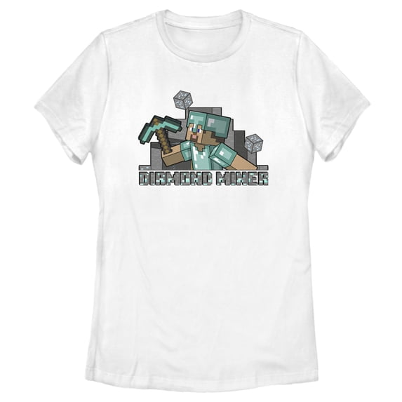 Women's Minecraft Diamond Miner Graphic Tee White X Large