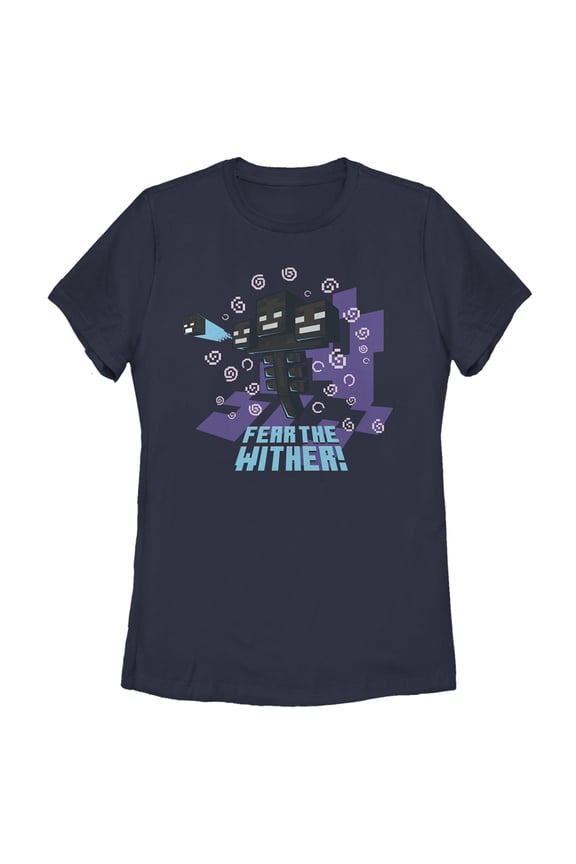 Women's Minecraft Fear the Wither Graphic Tee Navy Blue Large
