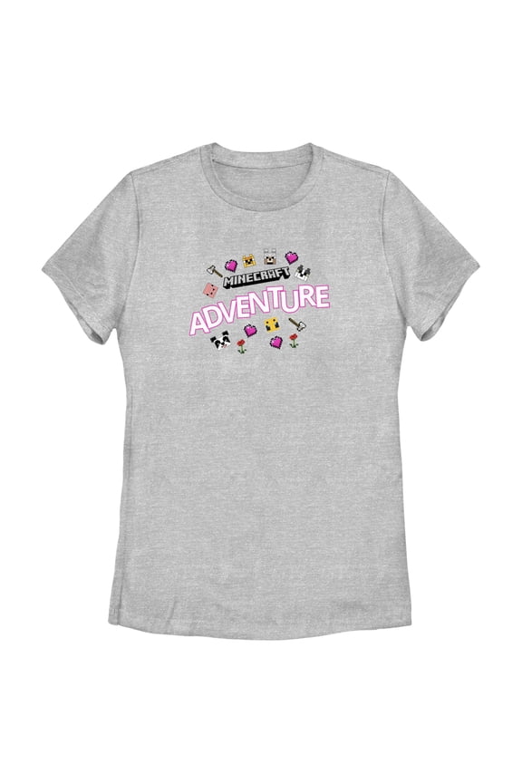 Women's Minecraft Friendly Mobs Graphic Tee Athletic Heather 2X Large