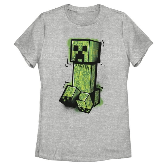 Women's Minecraft Graffiti Creeper  Graphic Tee Athletic Heather Small