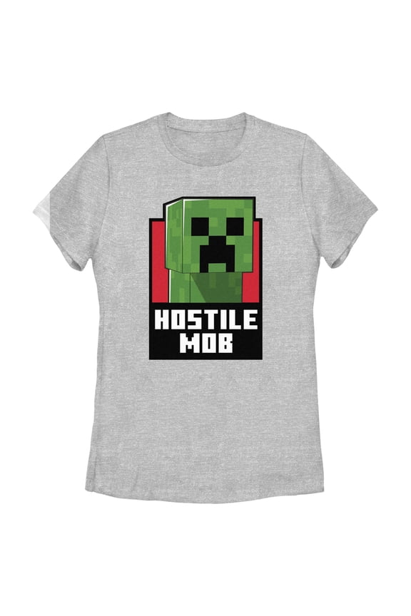 Women's Minecraft Hostile Mob Creeper Graphic Tee Athletic Heather 2X Large