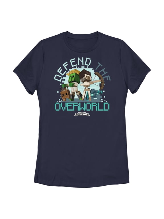 Women's Minecraft Legends Defend the Overworld Graphic Tee Navy Blue Small