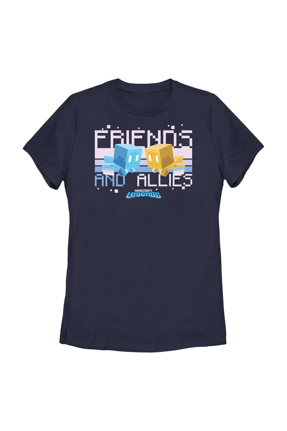 Women's Minecraft Legends Friends and Allies Mobs  Graphic Tee Navy Blue Small