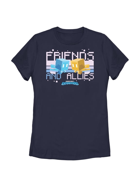Women's Minecraft Legends Friends and Allies Mobs Graphic Tee Navy Blue Small