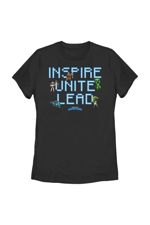 Women's Minecraft Legends Inspire Unite Lead  Graphic Tee Black Small