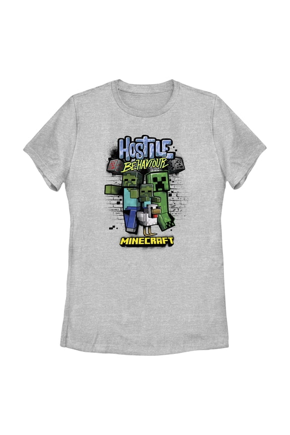 Women's Minecraft Mob Gang Graphic Tee Athletic Heather Small