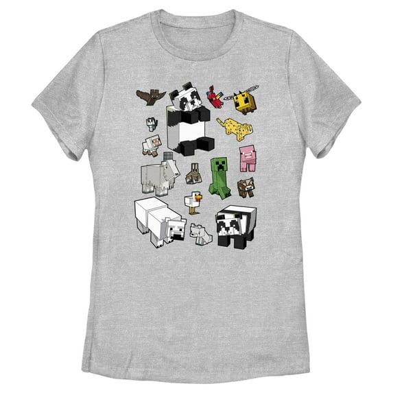 Women's Minecraft Overworld Mobs Graphic Tee Athletic Heather Small