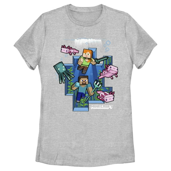 Women's Minecraft Under the Sea Graphic Tee Athletic Heather Small