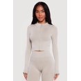 thumbnail image 1 of Women's Mineral Wash Ribbed Cropped Zip Front Active Jacket, 1 of 4