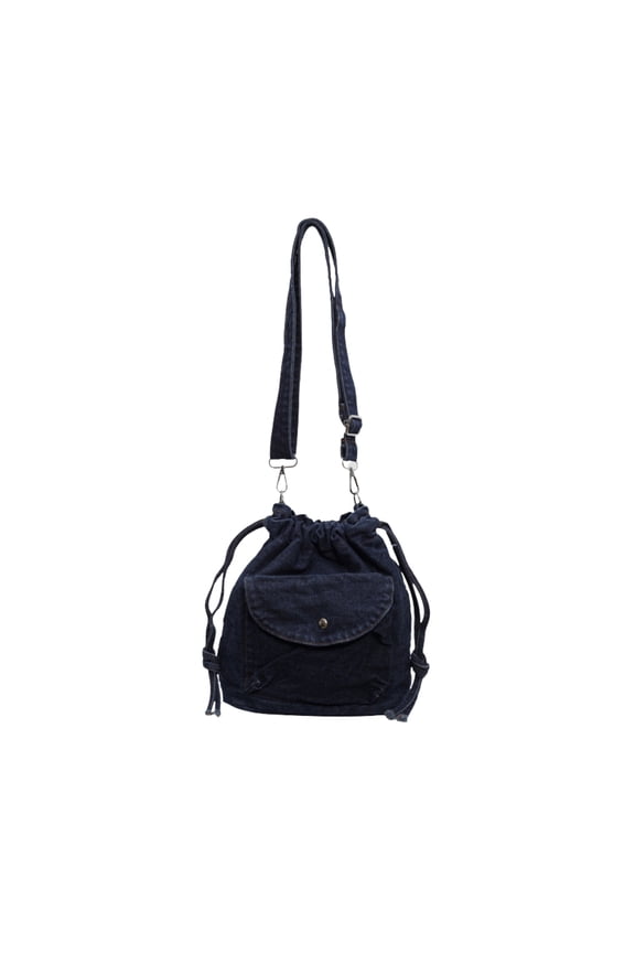 Women's Mini Denim Bucket Bag, Small Drawstring Crossbody Purse, Lightweight Y2K Preppy Shoulder Tote