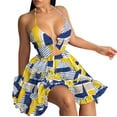 thumbnail image 1 of Women's Mini Dress Floral Cut Out Design Halter Dress Boho Style Bodycon for Summer Vacation Beach Party Going Out Dress, 1 of 2