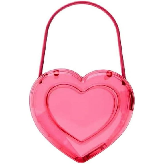 Women's Mini Heart Shaped Bag, Clear Acrylic Evening Clutch, Cute Heart Shaped Purse with Top Handle for Wedding Party