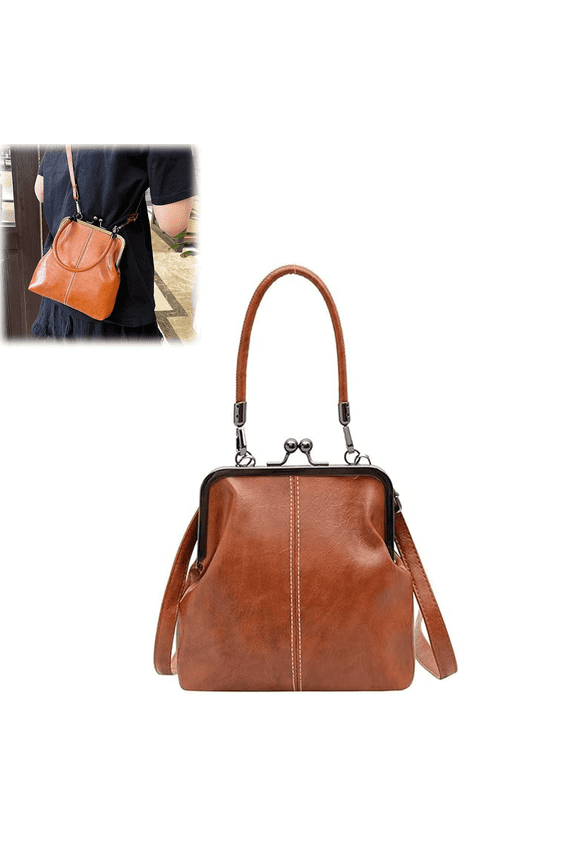 Women's Mini Kiss Lock Crossbody Bag, Vintage Small Kisslock Frame Bag Fashion PU Leather Purses and Handbags(wwx)