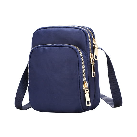 Women's Mini Nylon Crossbody Bag, 3-Layer Zippered Shoulder Wallet with Multiple Pockets, Small Travel Purse for Daily Use ( Dark Blue )