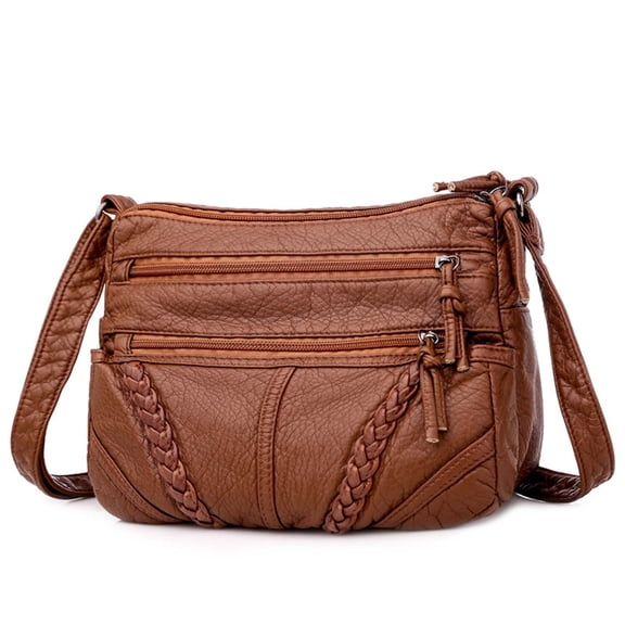 Women's Mini Shoulder Bag, Multi-Compartment Crossbody Bag, Large Screen Cell Phone Bag, Coin Purse, Washed Leather Satchel, Adjustable Removable Strap Bag, USB Hole Front Zippered Pockets Bag