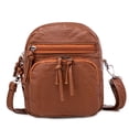 thumbnail image 1 of Washed Leather Multi-Compartment Women Mini Shoulder Crossbody Bag, USB Port Large Screen Cell Phone Coin Purse, Adjustable Removable Strap Vintage Casual Daily Shopping Travel Handbag, 1 of 7