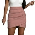thumbnail image 1 of Mrat Scooter Skirt Women's Solid Color Wrap Hip Stretch Half Skirt Zip Short Skirt Scooter Skirt S-83 Pink-A M, 1 of 4