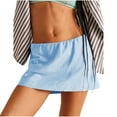 thumbnail image 1 of Women's Mini Skirt Summer Mid-Waisted Soild Stretchy Mini Skirt Light Blue, 1 of 8