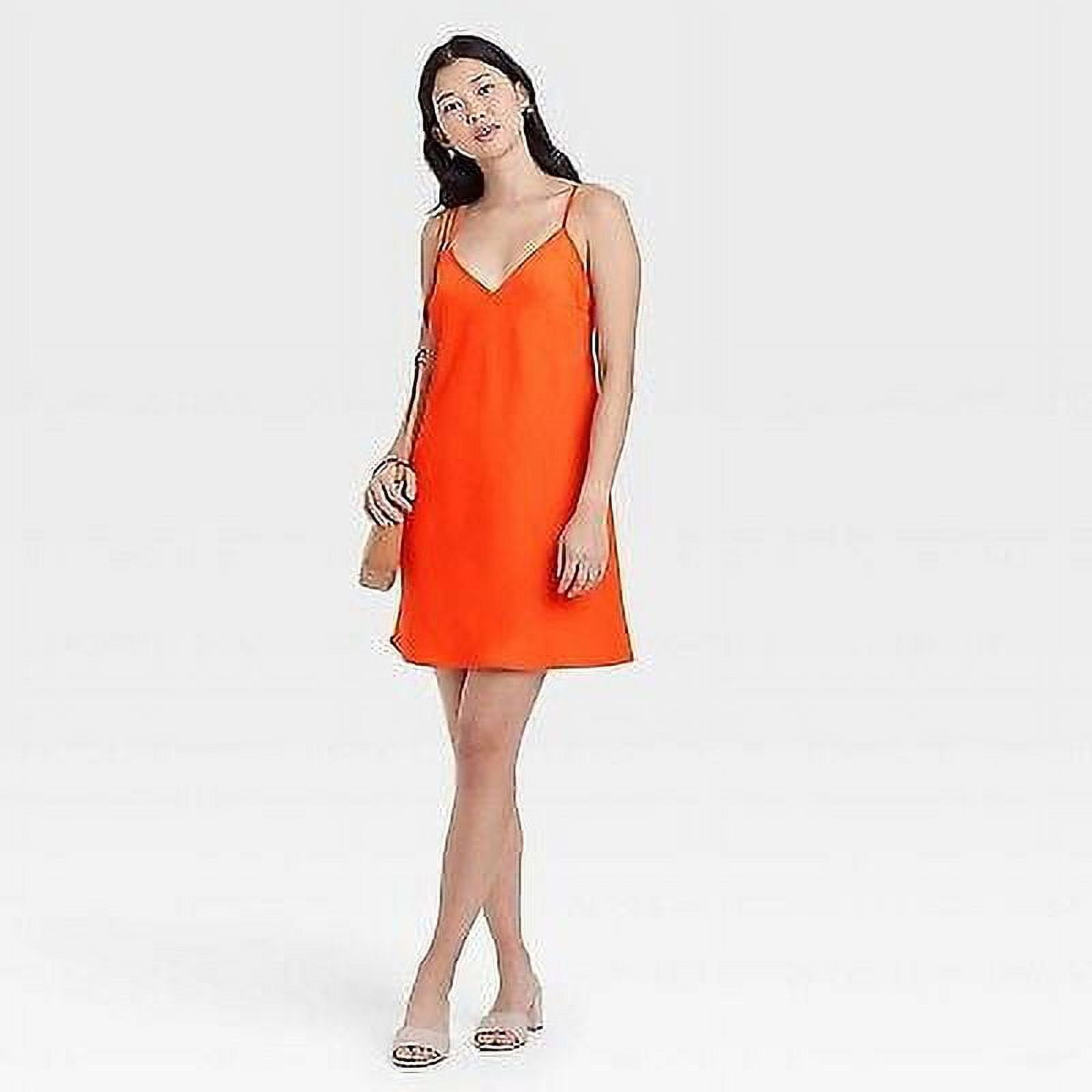Women s Mini Slip Dress A New Day Orange XS Walmart