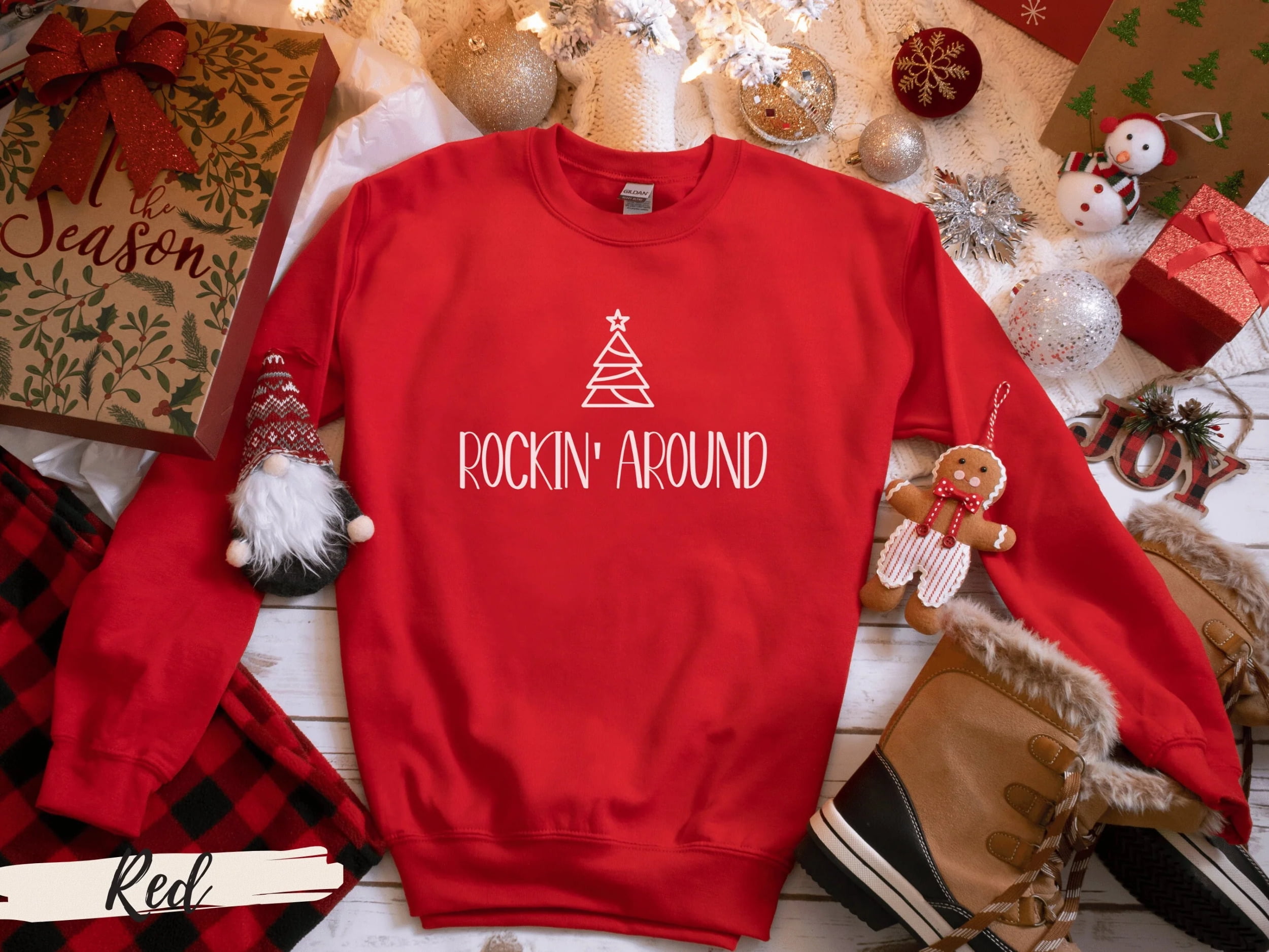 Women s Minimalist Christmas Tree Sweatshirt Rockin Around the Christmas Tree Sweater