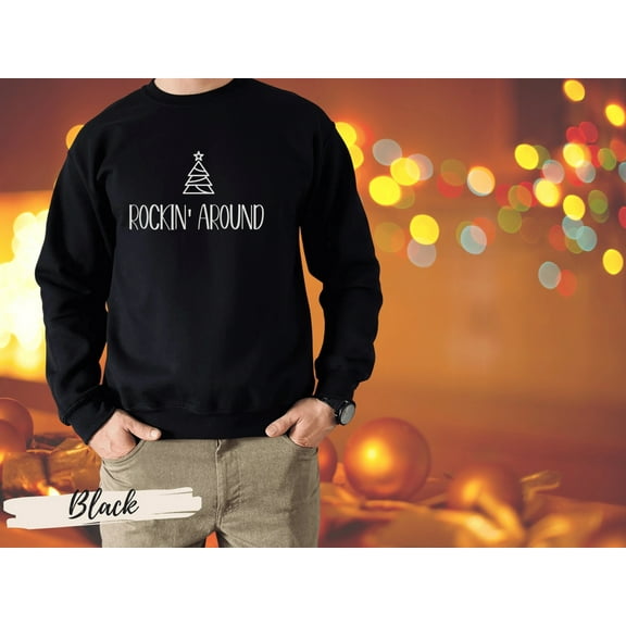 Women's Minimalist Christmas Tree Sweatshirt, Rockin Around the Christmas Tree Sweater