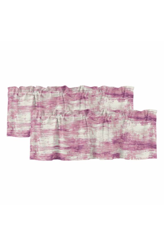 2 Pack Valances for Windows 60 x 18 Inch, Pink Ombre Decorative Kitchen Curtain Valance, Gradient Abstract Art Vintage Rod Pocket Short Curtains Window Treatment for Bathroom/Cafe
