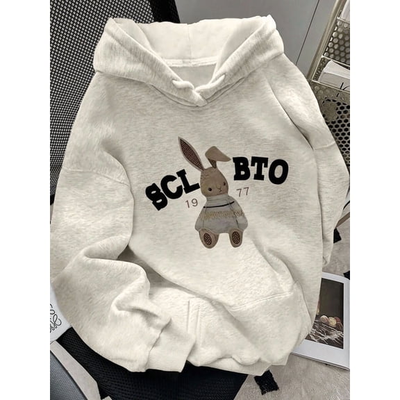 Women's Minimalist Printed Long Sleeve Hoodie Sweatshirt