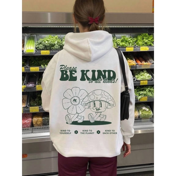 Women's Minimalist Printed Long Sleeve Hoodie Sweatshirt