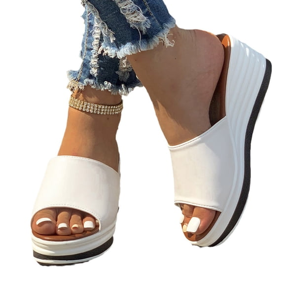 Women's Minimalist Slide Sandals, Simple Flat Thong Sandals with Smooth Upper, Basic Beach Sandals for Pool, Spa & Home White 40