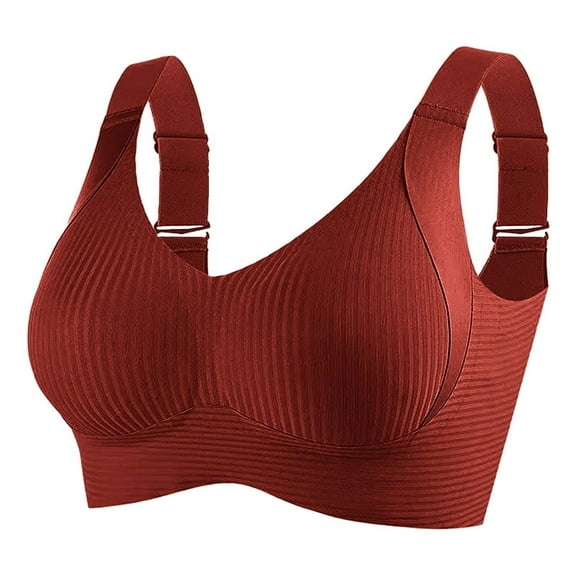 Women's Minimizer Bra – Full Coverage, Plus Size, Anti-Sagging, Supportive, Wireless, Brick Red L