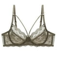 thumbnail image 1 of Women's Minimizer Bra Full Coverage Sheer Lace Bra Underwire Unlined Bra(Green,44C), 1 of 1